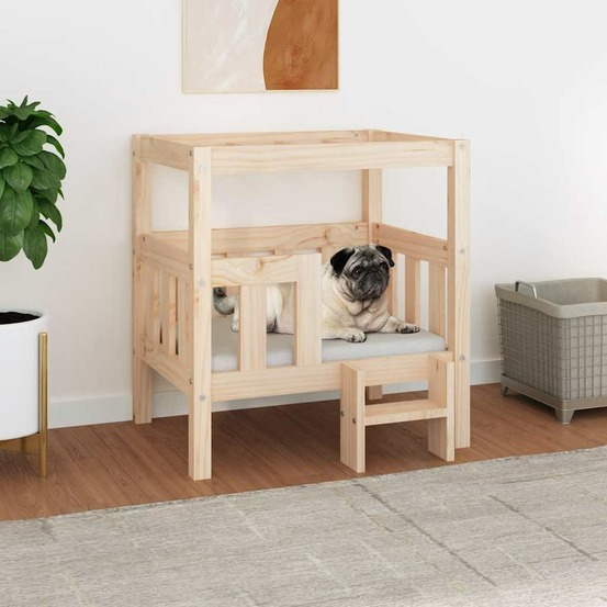 Lit pour chien 65,5x50,5x70 cm bois de pin solide