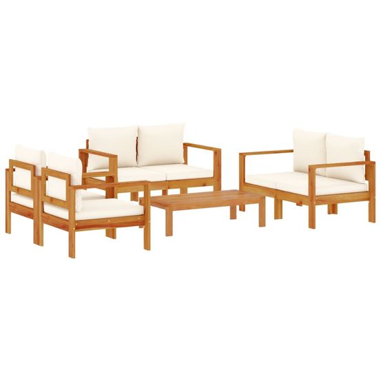 Salon de jardin avec coussins 5 pcs bois d'acacia solide