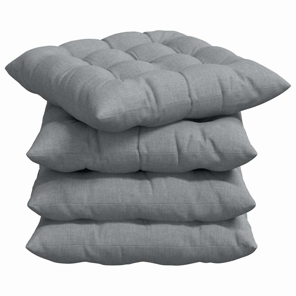 Coussins de siège 4 pc tissu gris clair 40 x 40 x 6 cm