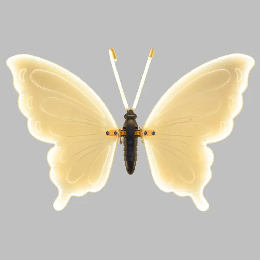 Papillon lumineux led 60cm ailes mobiles blanc chaud transparent décoration jardin lotti