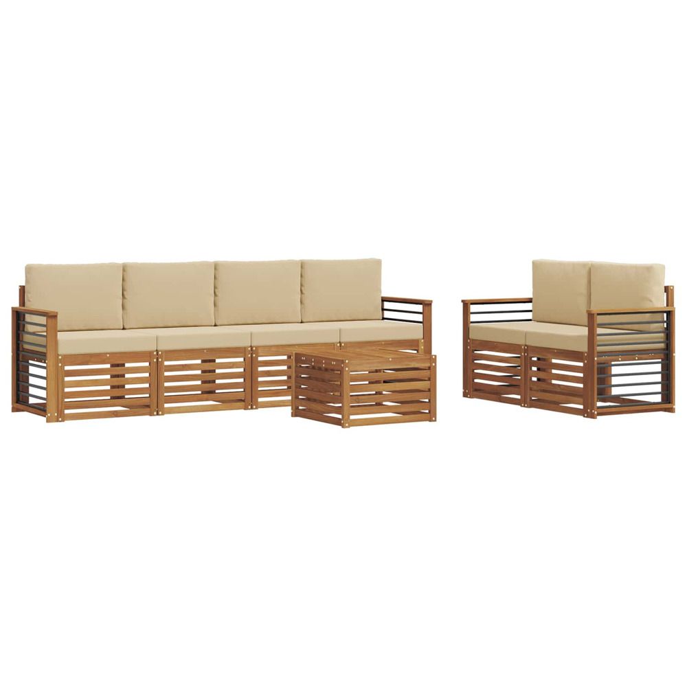 Ensemble de canapés d'extérieur 7 pc naturel et beige