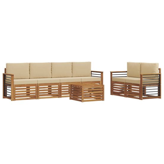 Ensemble de canapés d'extérieur 7 pc naturel et beige