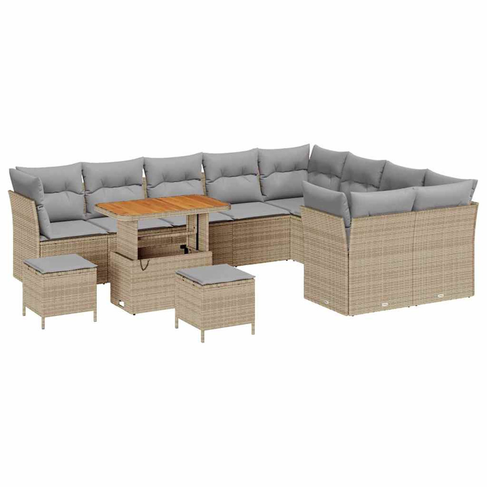 Ensemble de canapé de jardin 12 pcs beige et gris clair