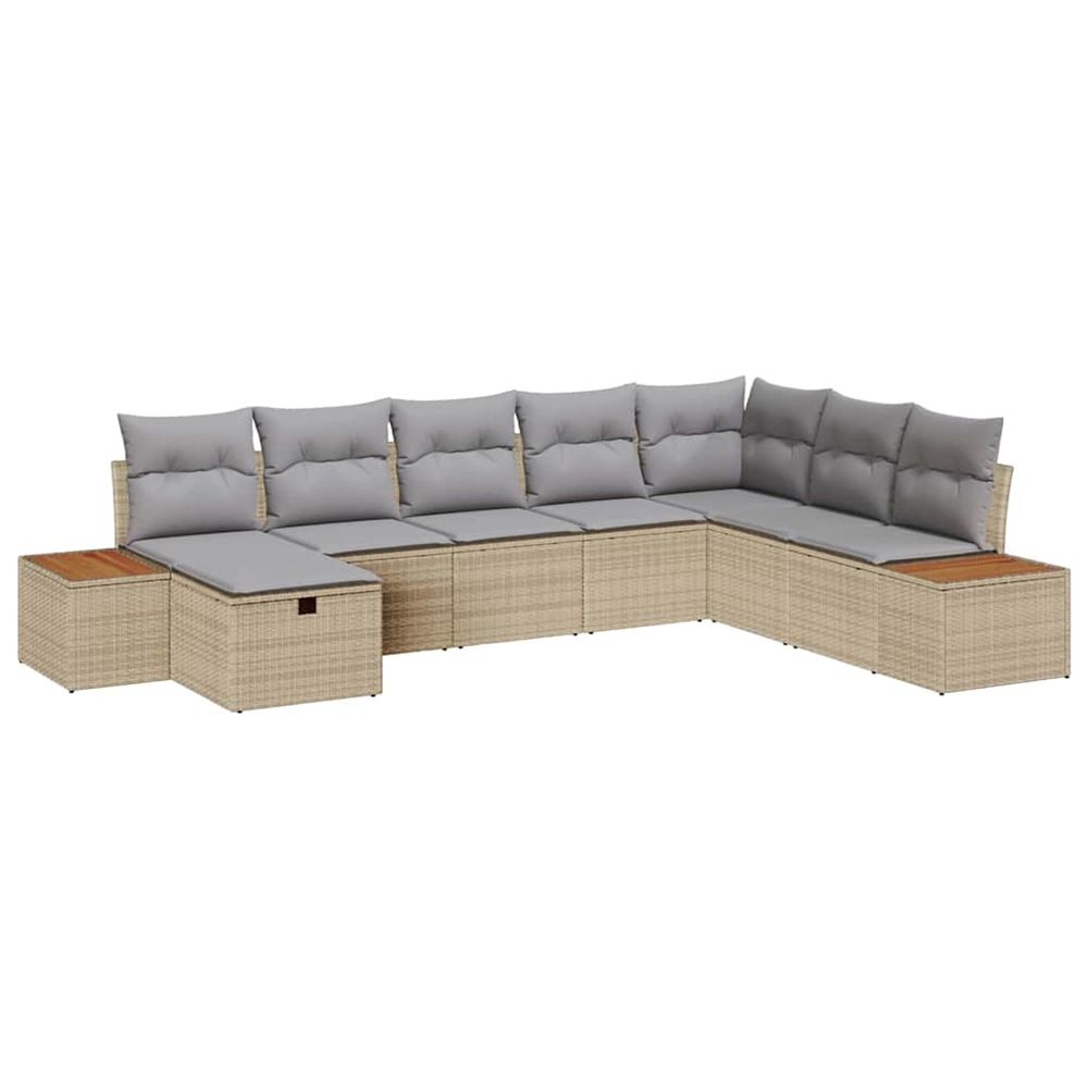 Ensemble de canapé de jardin avec coussin beige polyrotin