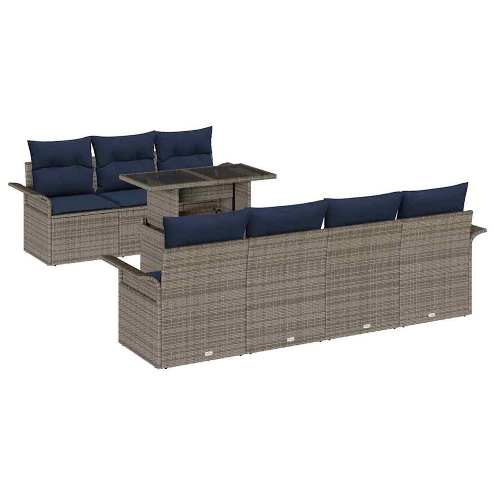 Ensemble de canapé de jardin 8 pc gris polyrotin
