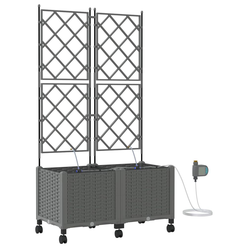 Porte-plante de jardin avec irrigation et roues 2 pc gris clair