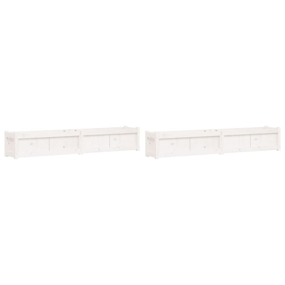 Jardinières 2 pcs blanc bois de pin massif
