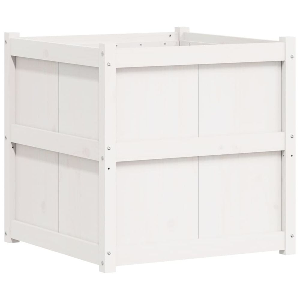Jardinière d'extérieur blanc 70x70x70 cm bois de pin massif