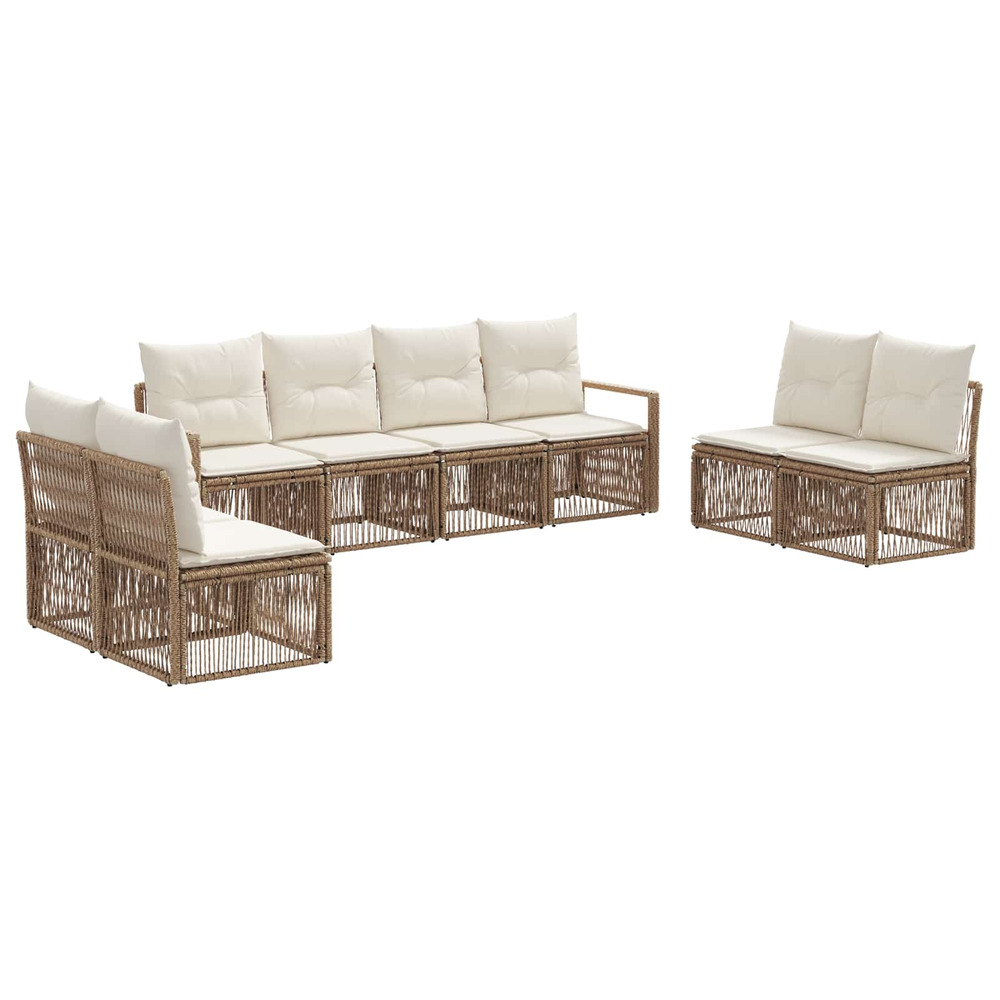 Ensemble de canapé de jardin 8 pcs beige polyrotin
