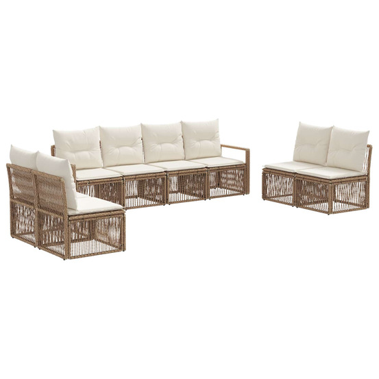 Ensemble de canapé de jardin 8 pcs beige polyrotin