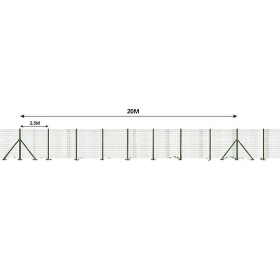 Kit complet 60 m de rouleaux grillage soudé pvc - maille 100x75mm - fil 2,1mm - hauteur 1,50 m