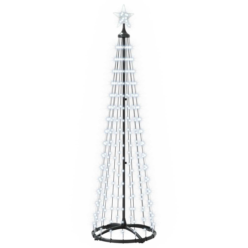 Sapin cône lumineux led 180 cm 250 led blanc froid acier blanc | Truffaut