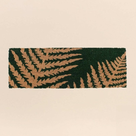 Paillasson de marche coco imprimé fougères vert 25x75cm