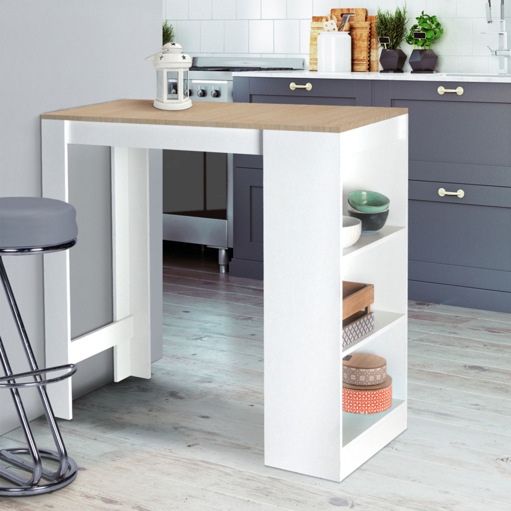 Table de bar barth 2 à 4 personnes bois blanc plateau façon hêtre