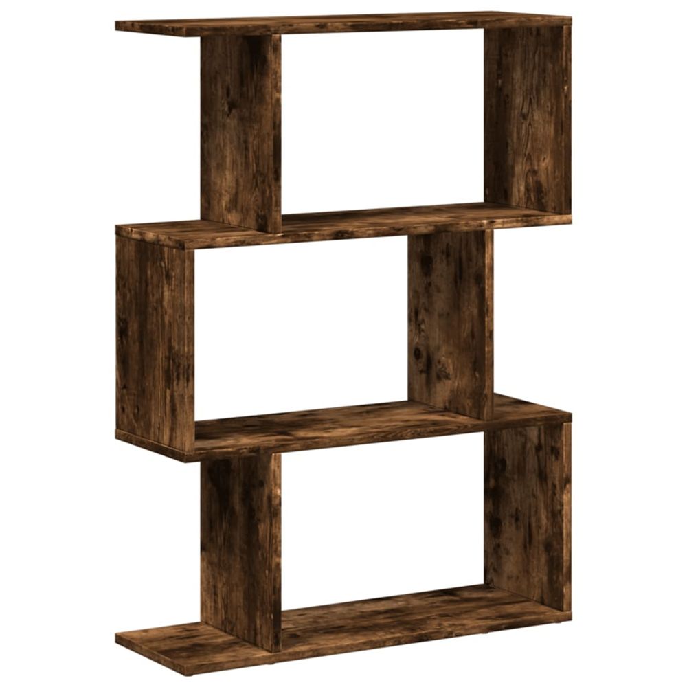 Étagère séparatrice de pièce à 3 niveaux chêne fumé 70x24x97 cm
