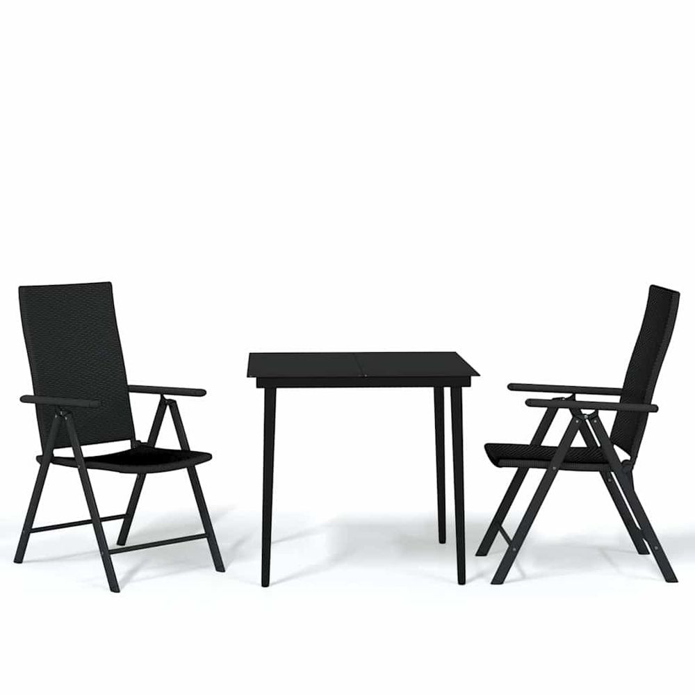 Ensemble à manger de jardin 3 pcs noir