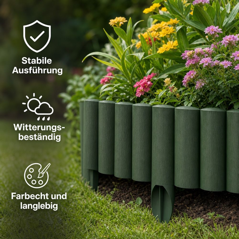 Bordure jardin plastique vert 23cm x 25,5 cm | bordure jardin | bordures de jardin