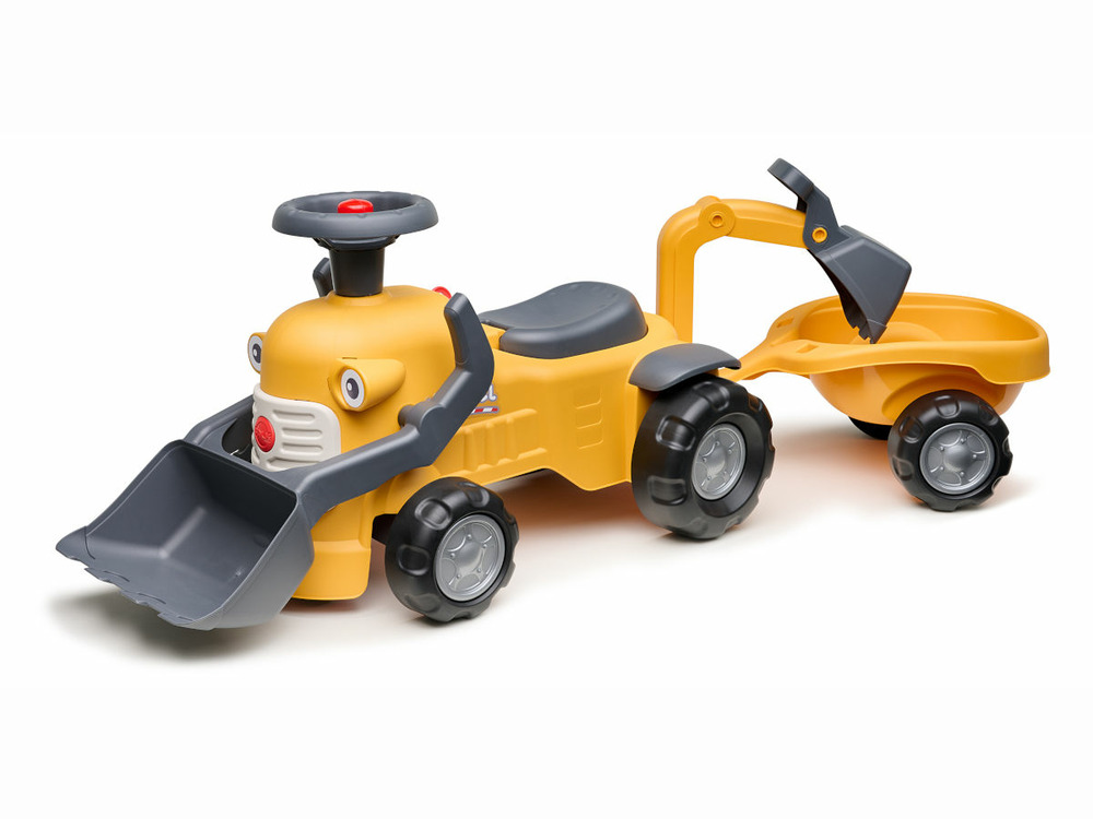 Porteur chantier marcel avec pelle frontal, excavatrice et remorque 1 à 3 ans