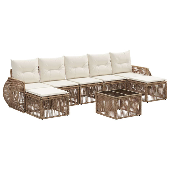 Ensemble de canapé de jardin 8 pcs beige et blanc crème