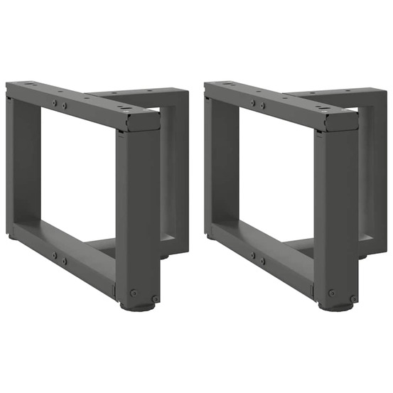 Pieds de table basse en t, 2 pièces, anthracite, 50 x 25 x (30-31) cm, acier