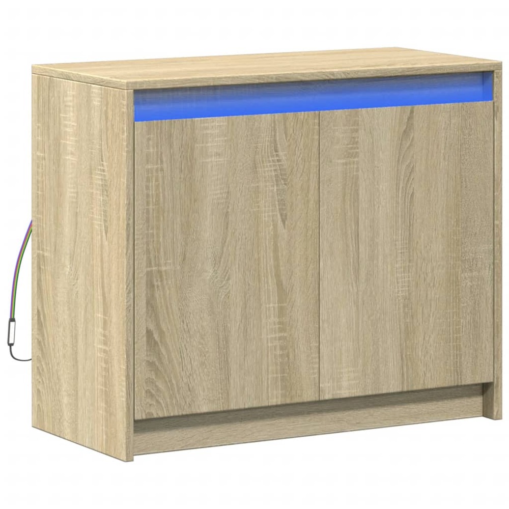 Buffet bahut commode armoire meuble de rangement organisateur cuisine salle de séjour salon avec led sonoma 72 x 34 x 61 cm b