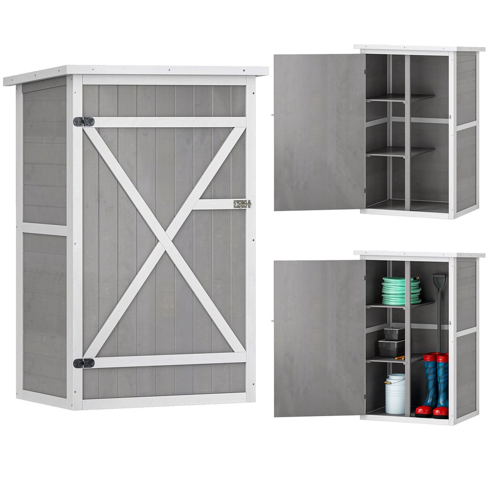 Armoire de jardin bois extérieur verrouillable toit étanche 75x56x115cm gris - comfortxl outdoor living