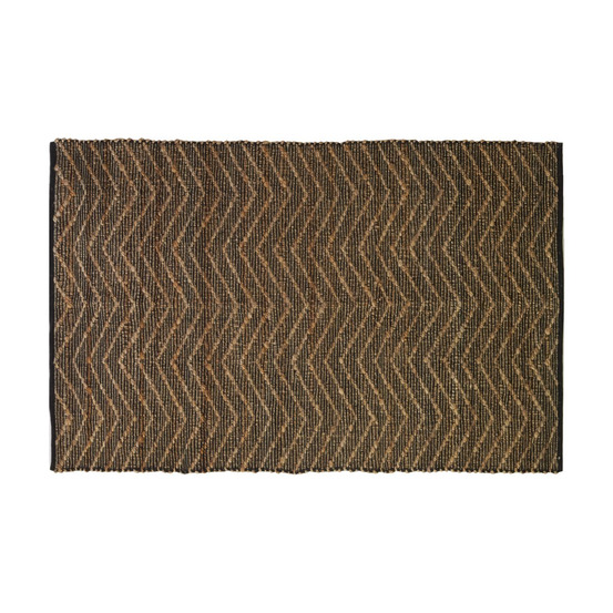 Tapis en jute et coton naturels zig-zag naturel et marron - 120 x 180 cm