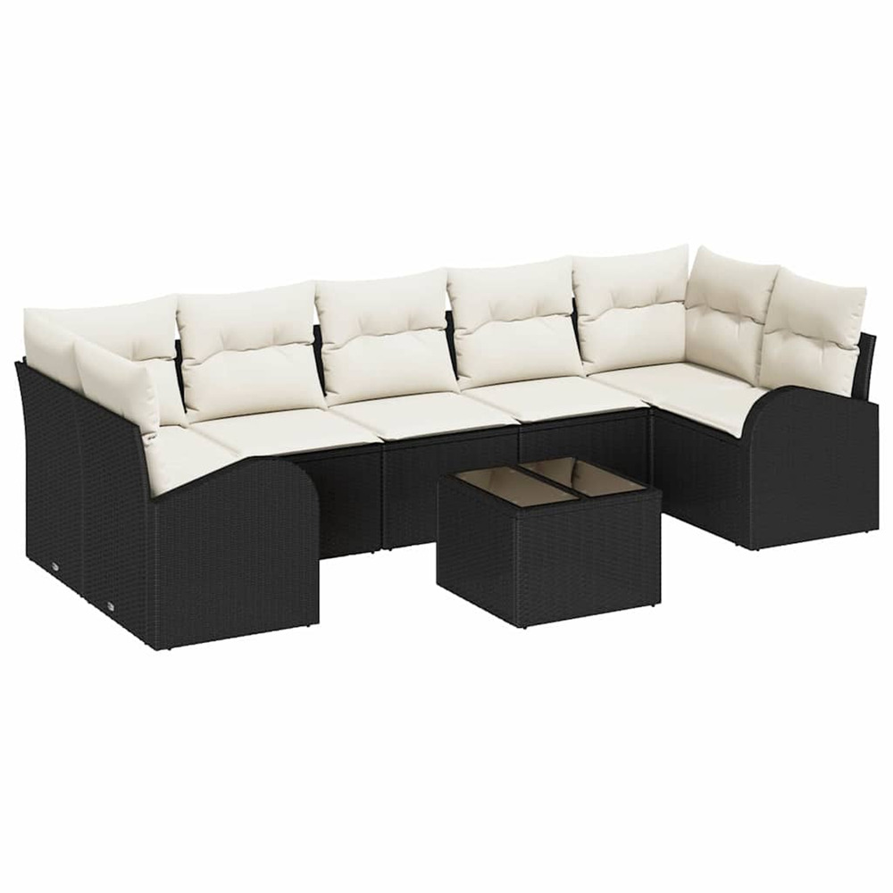 Ensemble de canapé de jardin avec coussin 8 pcs noir et crème