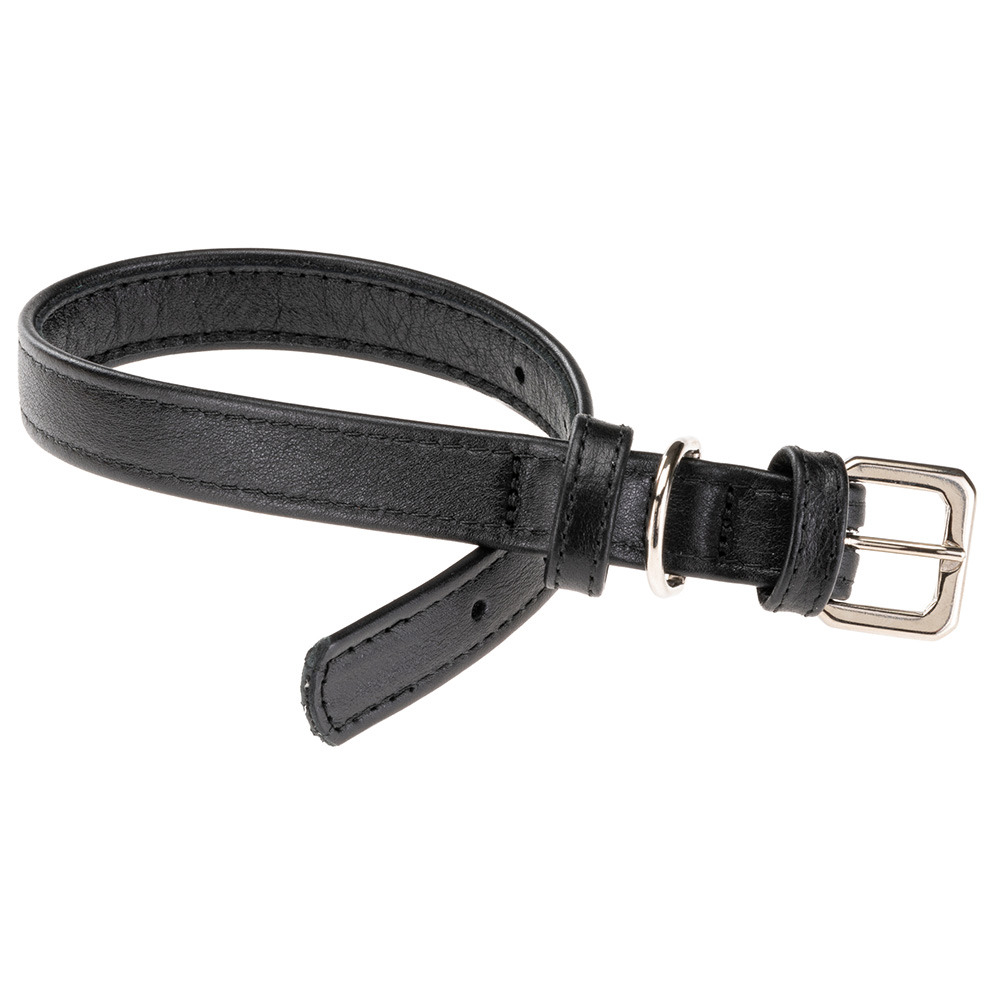 Collier pour chiens vogue cf20/39, cuir véritable, réglable, boucle en métal, noir