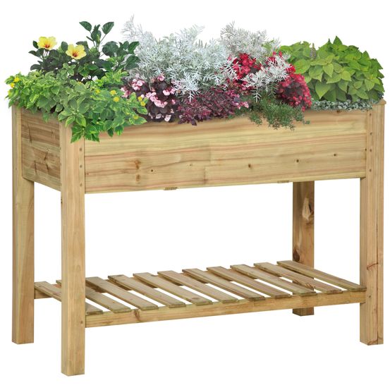 Jardinière surélevée bois sapin potager balcon sans se baisser étagère 113x56x84cm vert