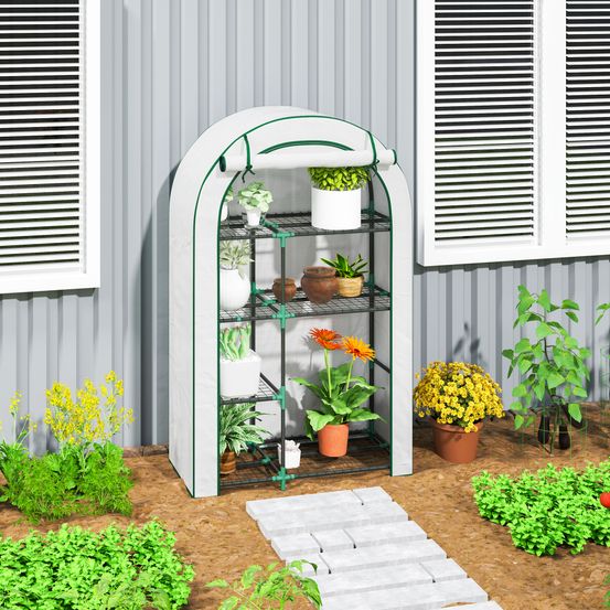 Serre balcon 4 étages acier housse protection hivernage 100x45x160cm blanc - comfortxl outdoor living