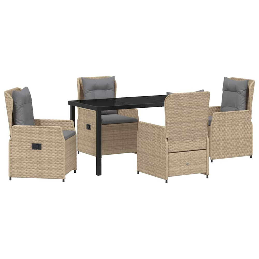 Ensemble de salle à manger pour jardin 5 pcs beige polyrotin