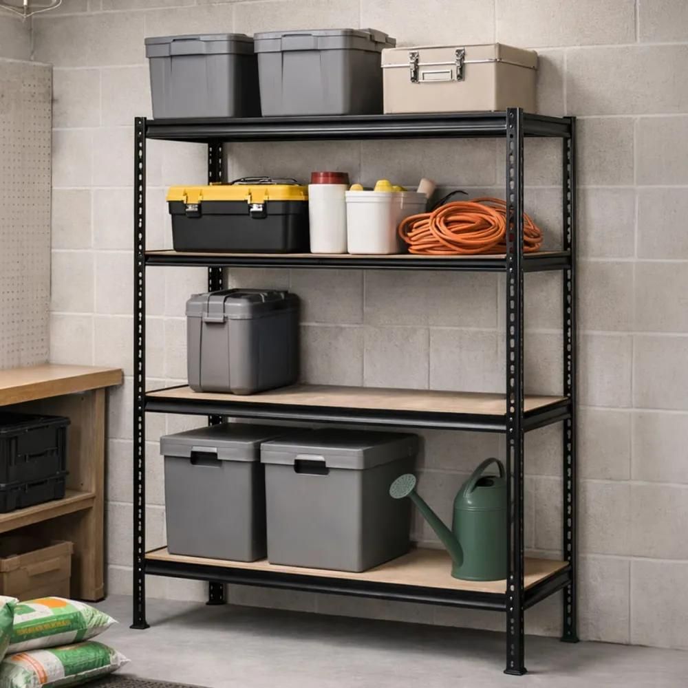 Étagère industrielle 4 niveaux 180x60x180 cm - noire - charge 60 kg/étagère