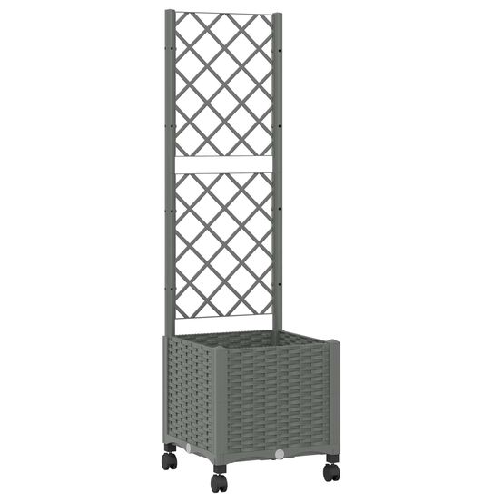 Bac de jardin avec treillis et roues gris clair pp