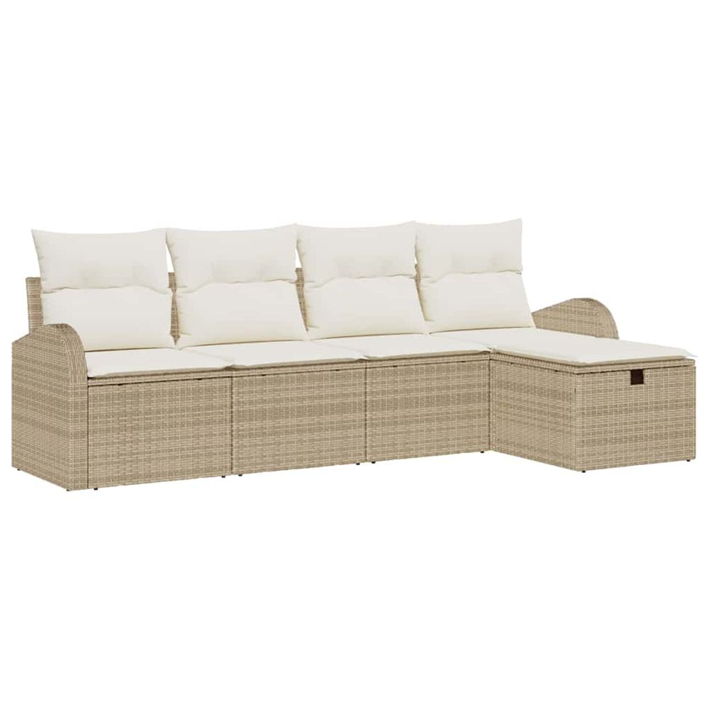 Ensemble de canapé de jardin 5 pc beige polyrotin