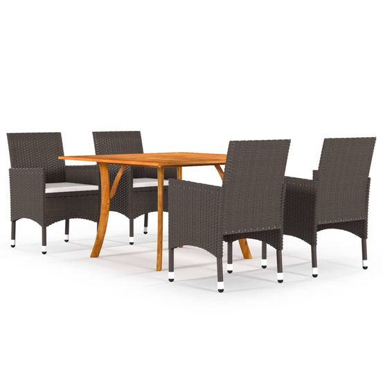 Ensemble de salle à manger de jardin 5 pcs marron