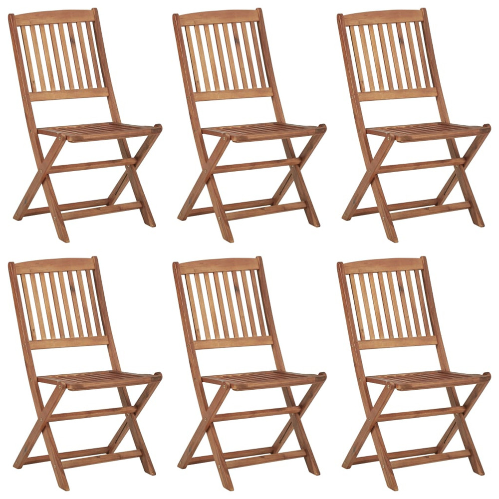 Chaises pliables d'extérieur lot de 6 bois d'acacia solide