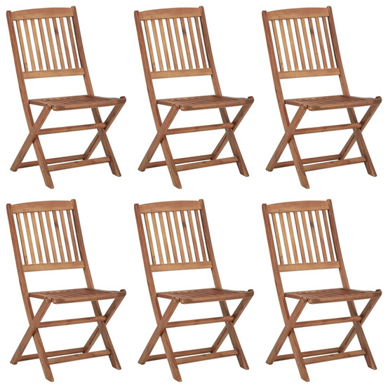 Chaises pliables d'extérieur lot de 6 bois d'acacia solide