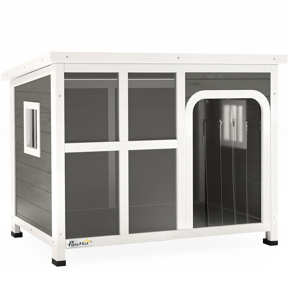 Niche pour chien en bois de sapin 90 x 62 x 71 cm gris clair extérieur toit ouvrant