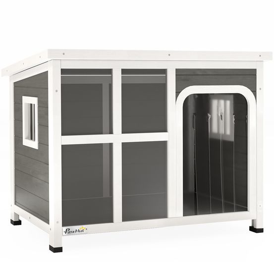 Niche pour chien en bois de sapin 90 x 62 x 71 cm gris clair extérieur toit ouvrant