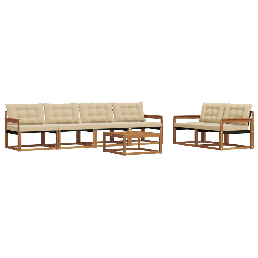 Ensemble de canapés d'extérieur 7 pcs naturel et beige