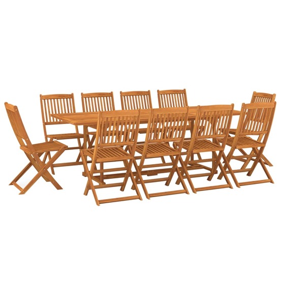 Mobilier à dîner de jardin 11 pièces bois d'acacia massif