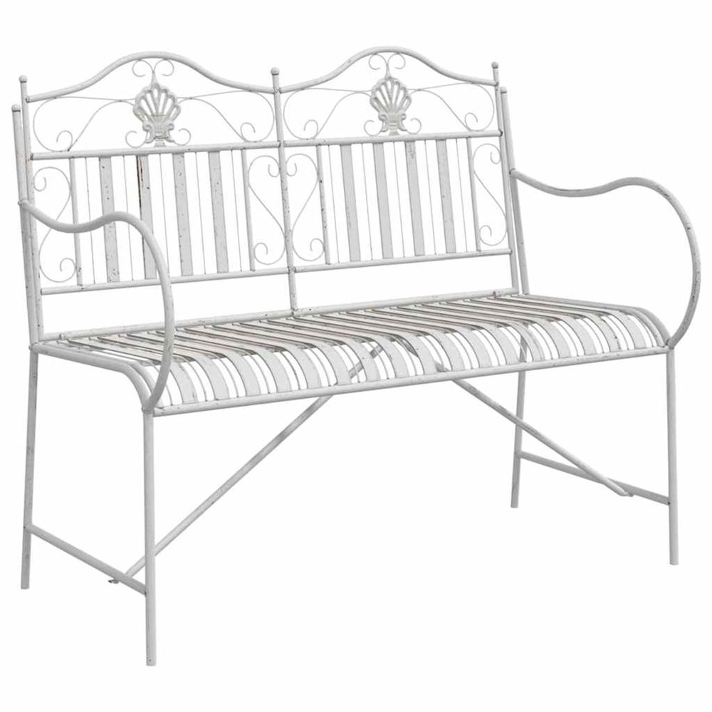 Banc de jardin 2 -seater 103,5 x 59 x 89 cm acier blanc antique