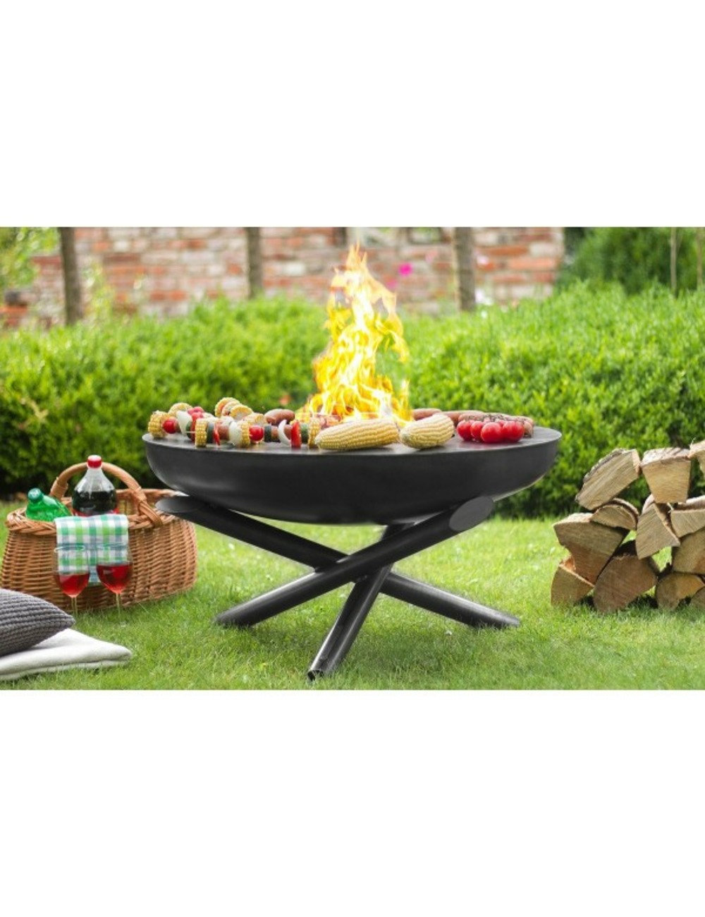 Plaque de cuisson pour braséro en acier 98 cm avec 4 anses