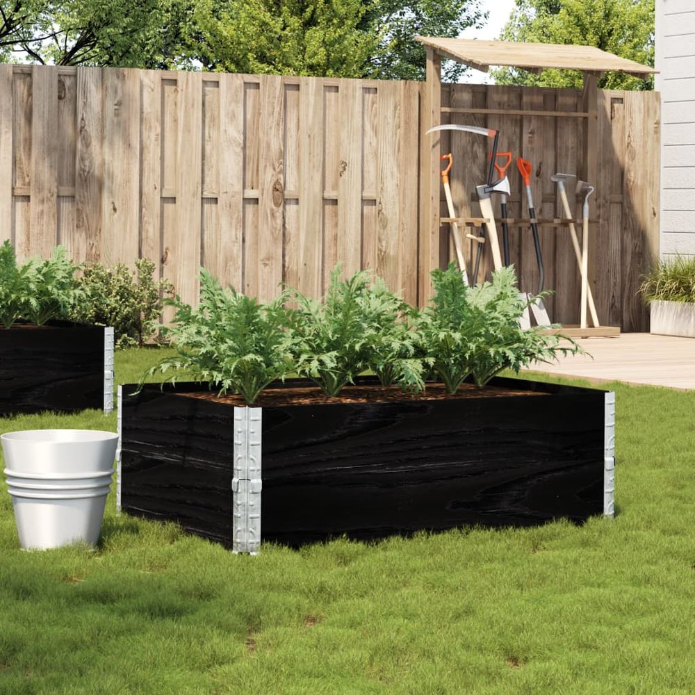Carré potager surélevé bois de pin massif pour jardin balcon pliable 120x80 cm noir