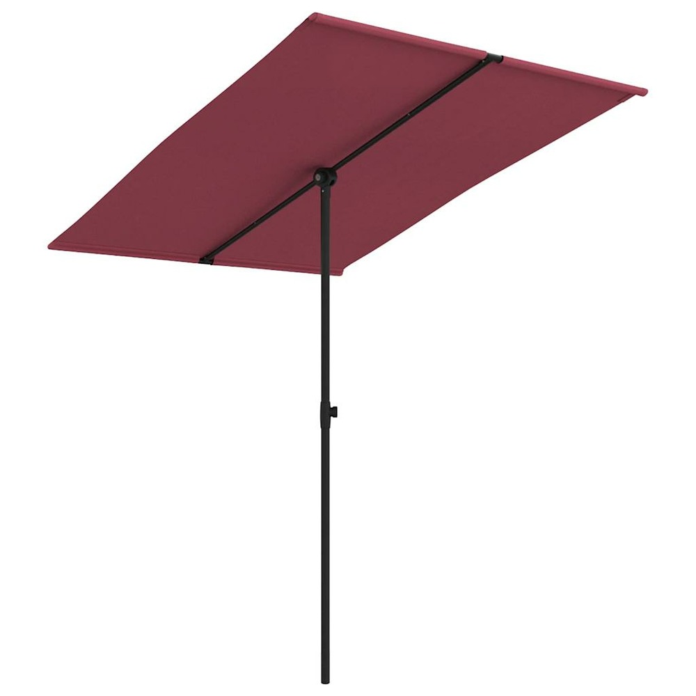 Parasol de jardin et mât en aluminium 2x1,5 m rouge bordeaux