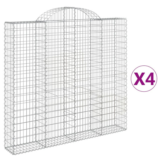 Paniers à gabions arqués 4 pcs 200x30x180/200 cm fer galvanisé