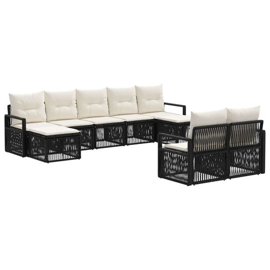 Ensemble de canapé de jardin 9 pc noir polyrotin