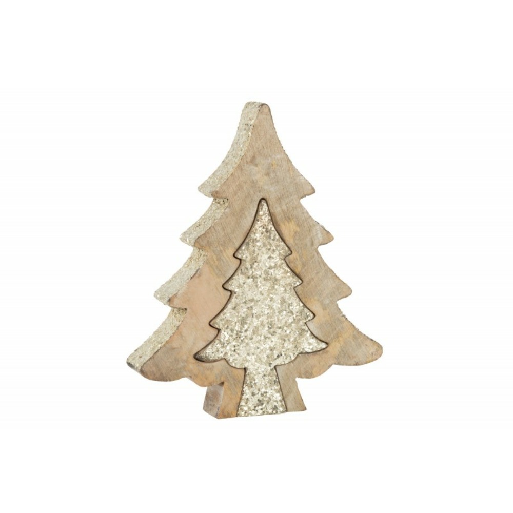 Arbre de noël puzzle en bois doré 25. 5x4x30 cm h30
