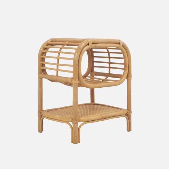 Table de chevet rotin naturel courbé 1 étagère 1 niche l 40 x p 30 x h 50cm - serang